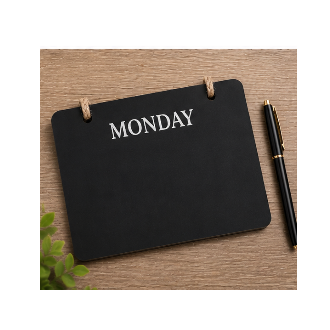 UB Collection 257-6 Mini Weekly Planner Board | Reusable Hanging Chalkboard Memo