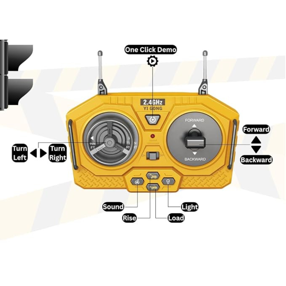 Remote Control Construction Wheel Loader Toy with Alloy Bucket & Rechargeable Battery