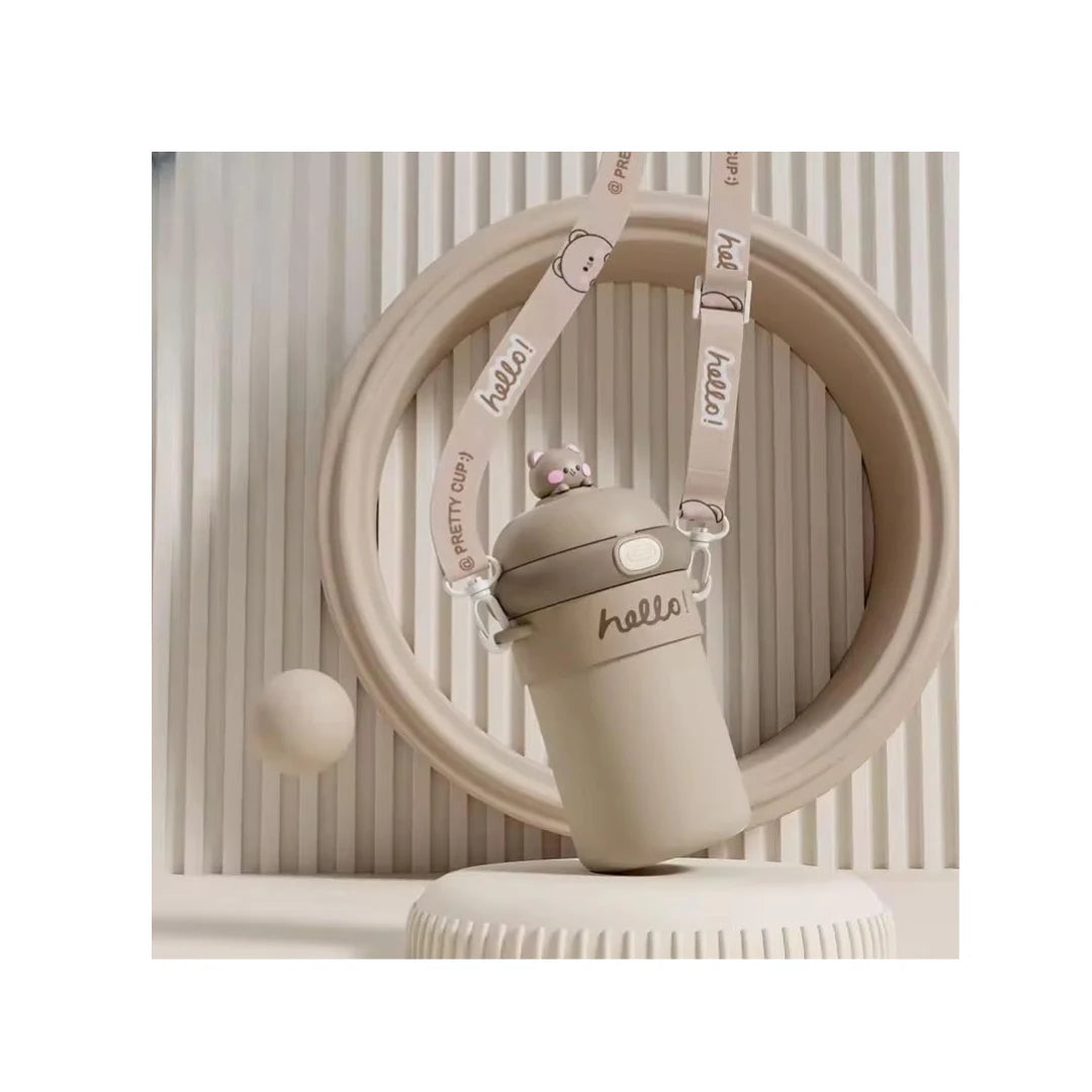 Hello Kitty Kids Sipper Bottle - Leakproof BPA-Free, Straw & Adjustable Strap