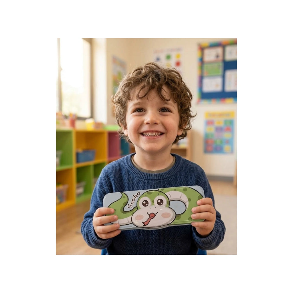 Snake Cartoon Pencil Box - Hardtop Case with Spacious Storage, Lightweight