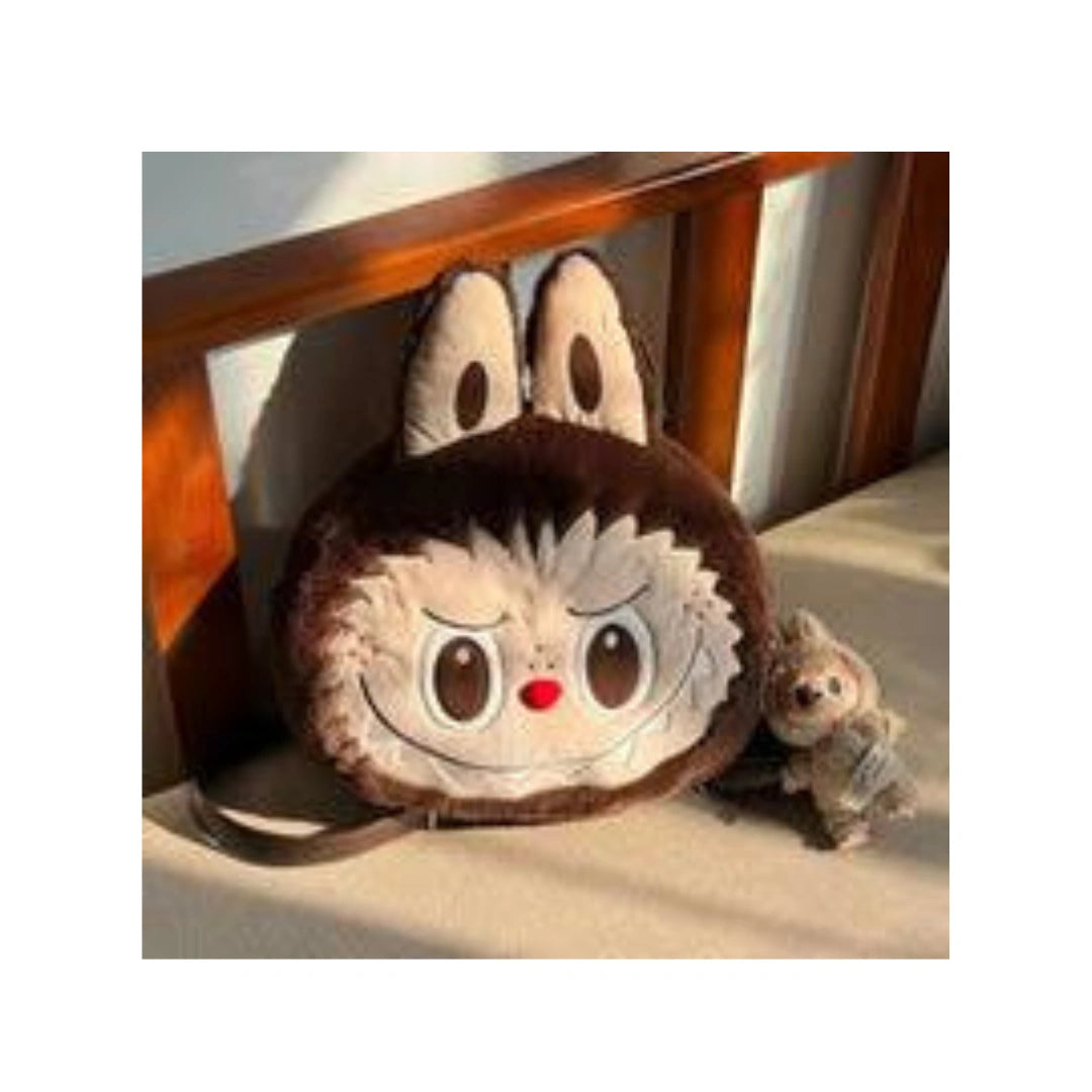 Labubu Big Head Plush Backpack - Cartoon School Bag for Kids