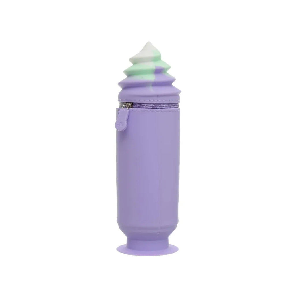Ice Cream Shape Pencil Case - Cute Purple Zipper Pouch, Kids Stationery