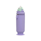 Ice Cream Shape Pencil Case - Cute Purple Zipper Pouch, Kids Stationery