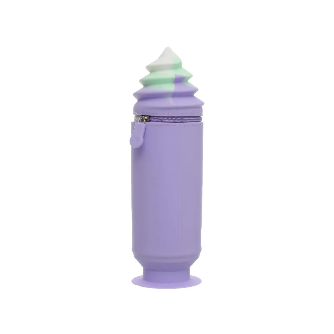 Ice Cream Shape Pencil Case - Cute Purple Zipper Pouch, Kids Stationery