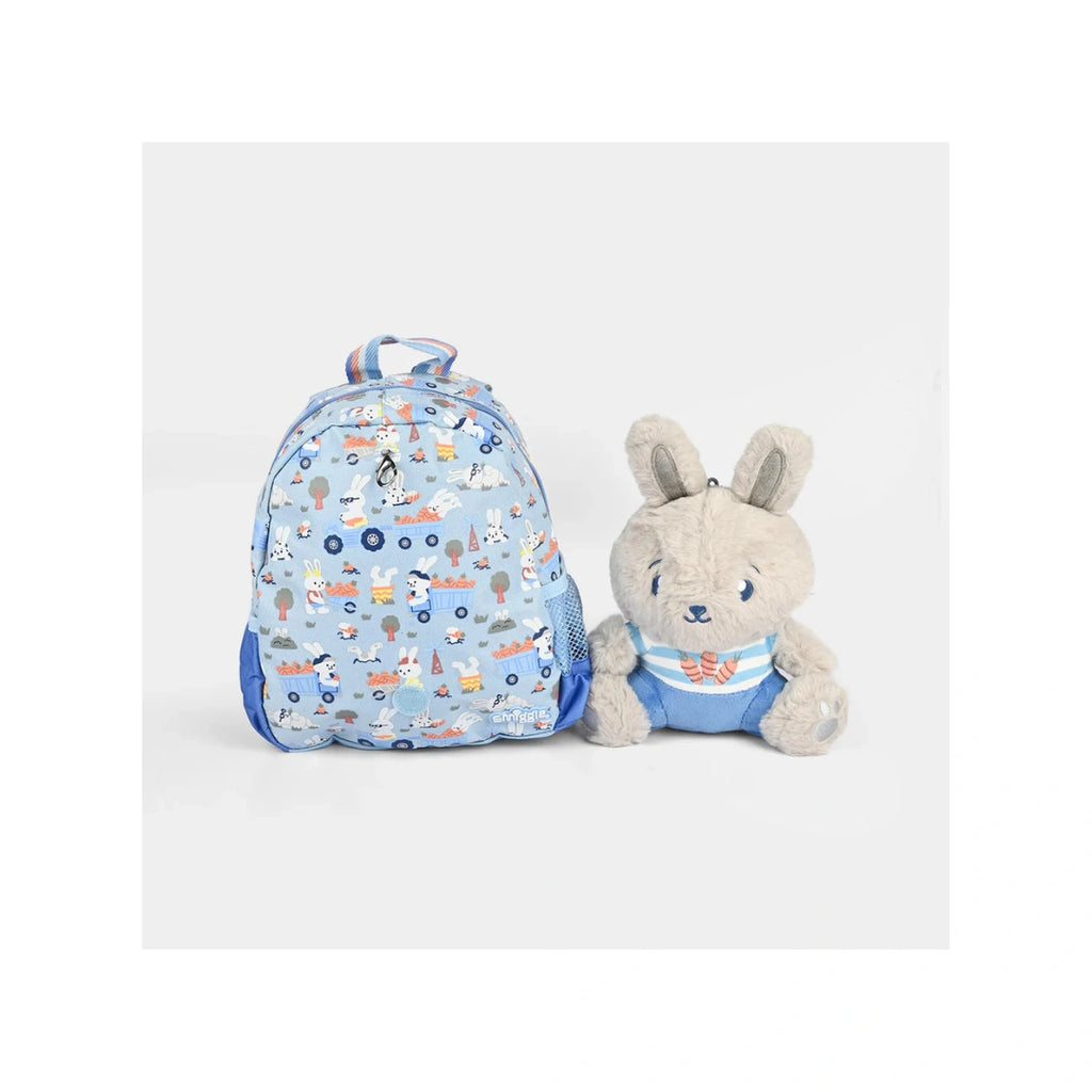 Smiggle Teeny Tiny Backpack with Plush Toy - Mini Kids School Bag, Blue