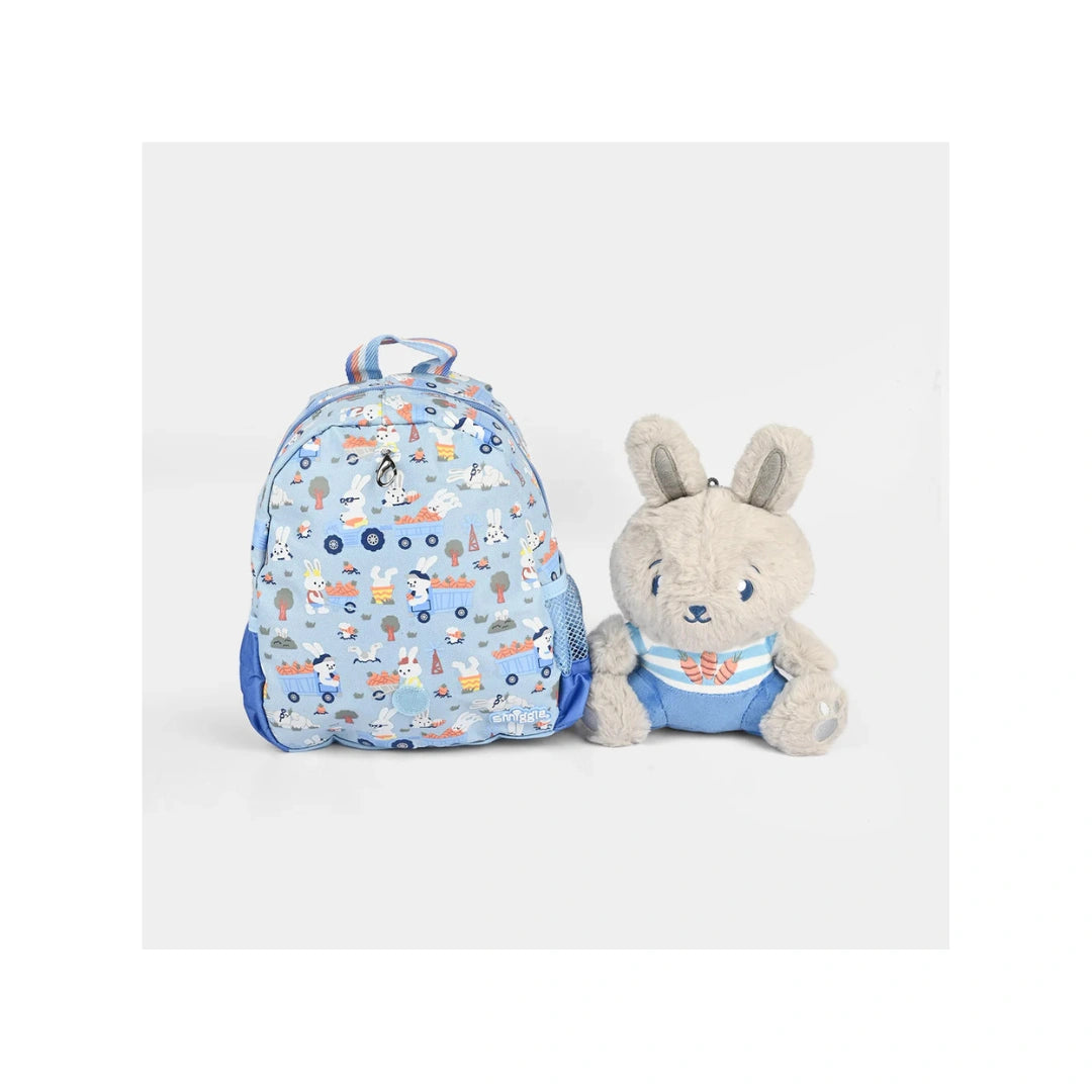 Smiggle Teeny Tiny Backpack with Plush Toy - Mini Kids School Bag, Blue