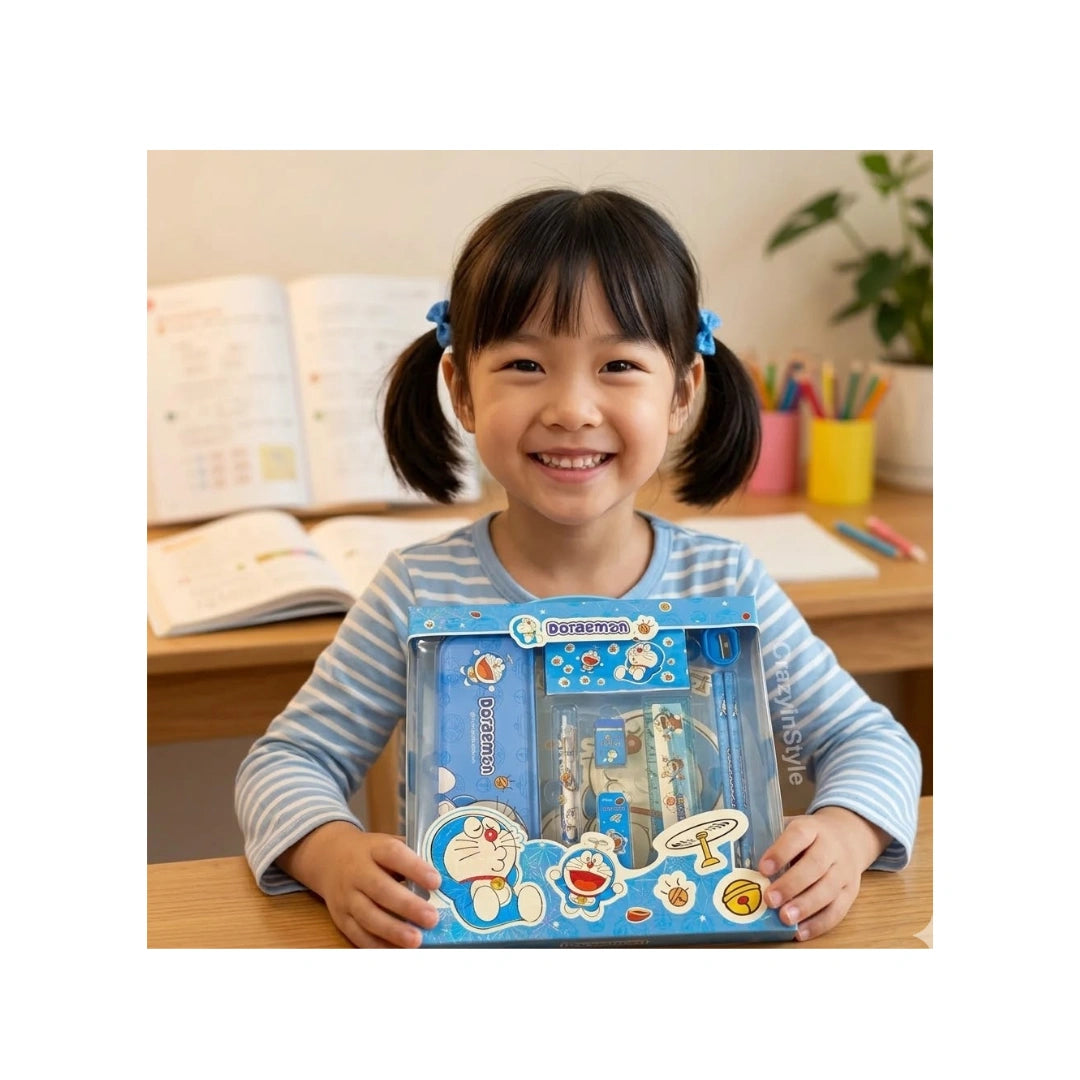 Doraemon Stationery Set - School Kit with Pencil, Scale, Eraser & Sharpener
