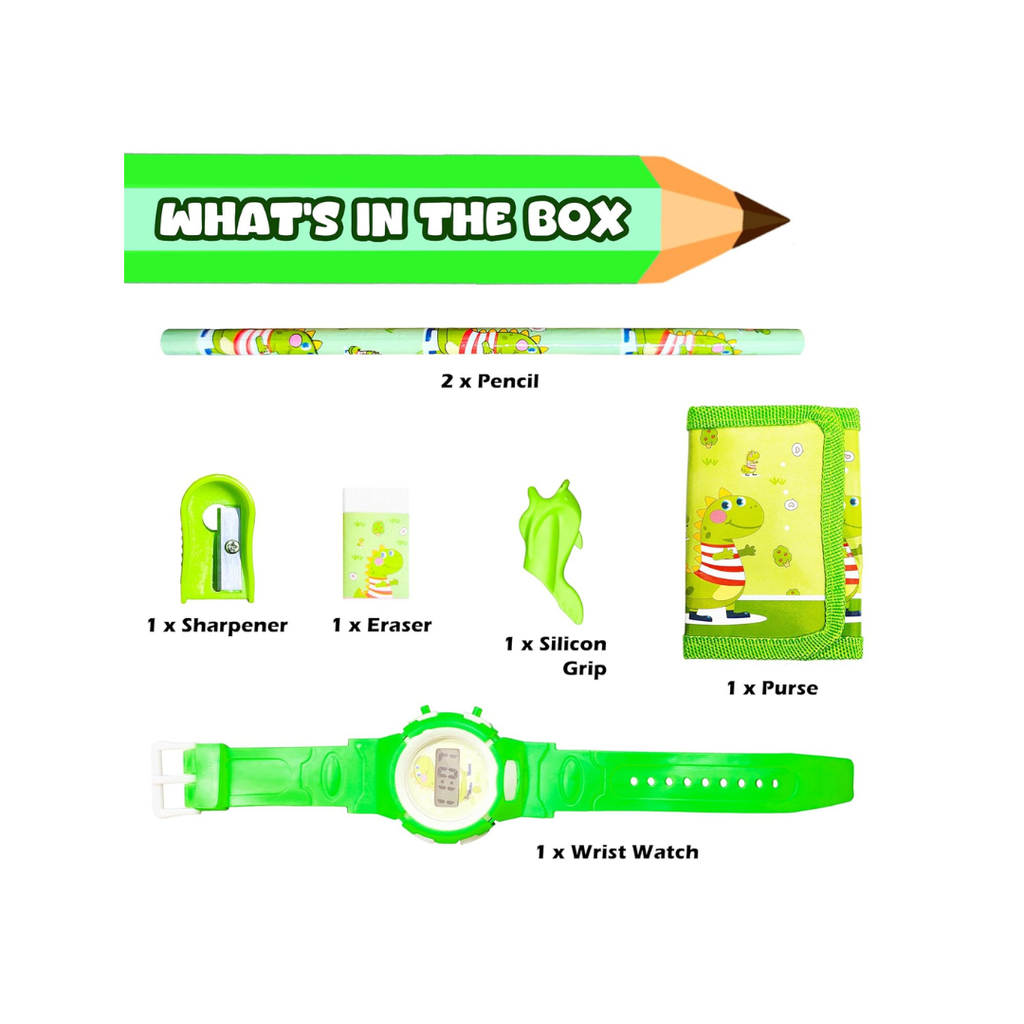 Mini Trolley Suitcase Kids Stationery Set with Digital Watch & Wallet