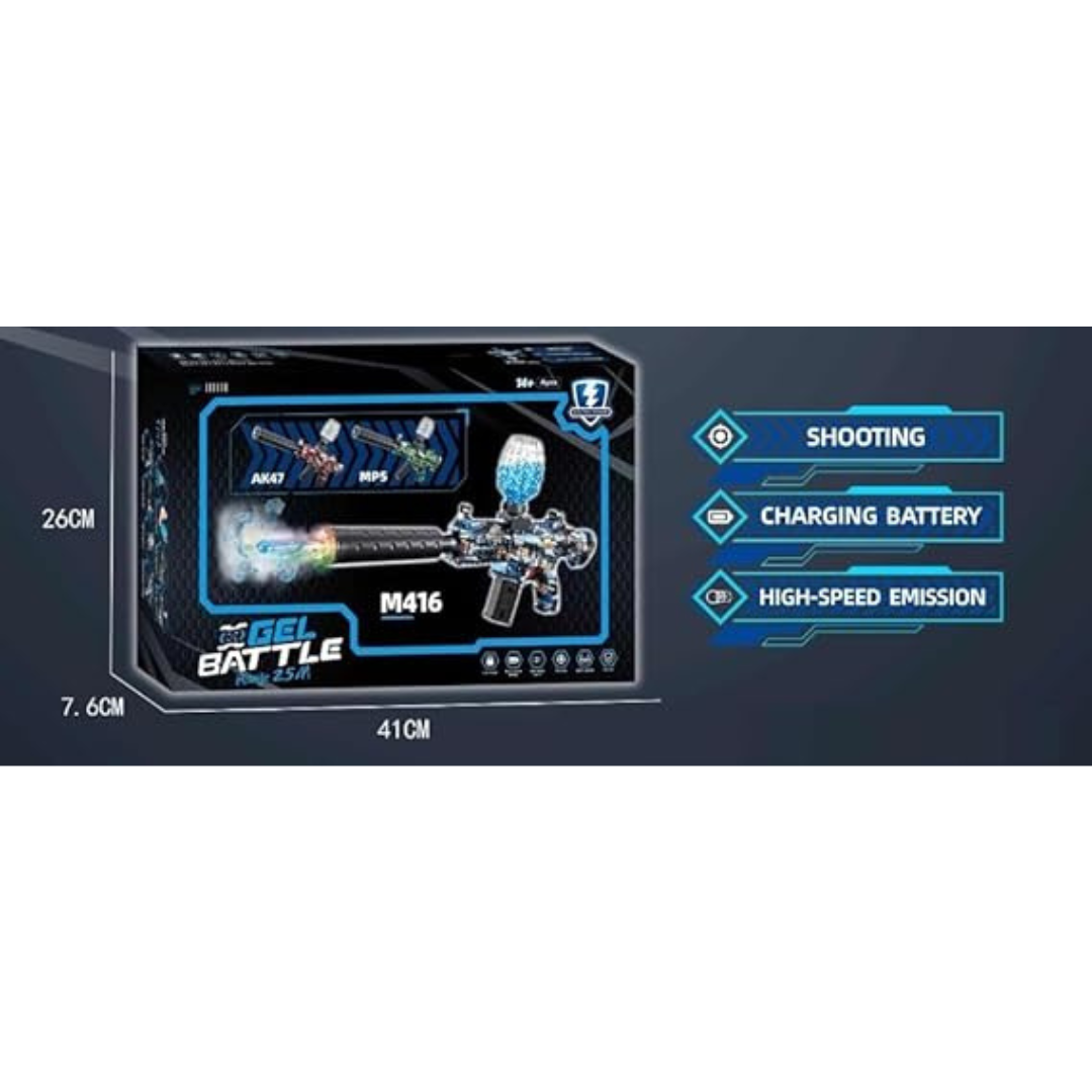 JB Impex Rechargeable Gel Blaster M415 Gun Set, 300+ Capacity Outdoor Toy For Kids (4 Years+) (Color as Per Stock)