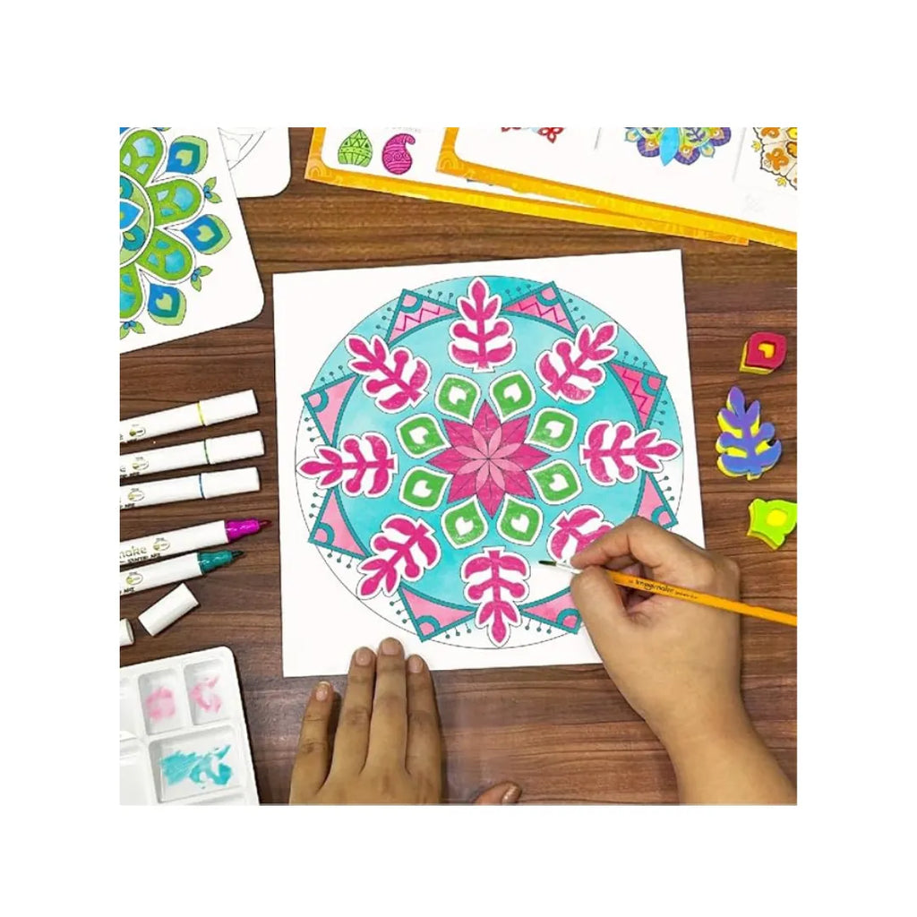 Imagimake DIY Mandala Art Kit · 12 Mandalas · Ages 8–12 · Watercolour & Block Print