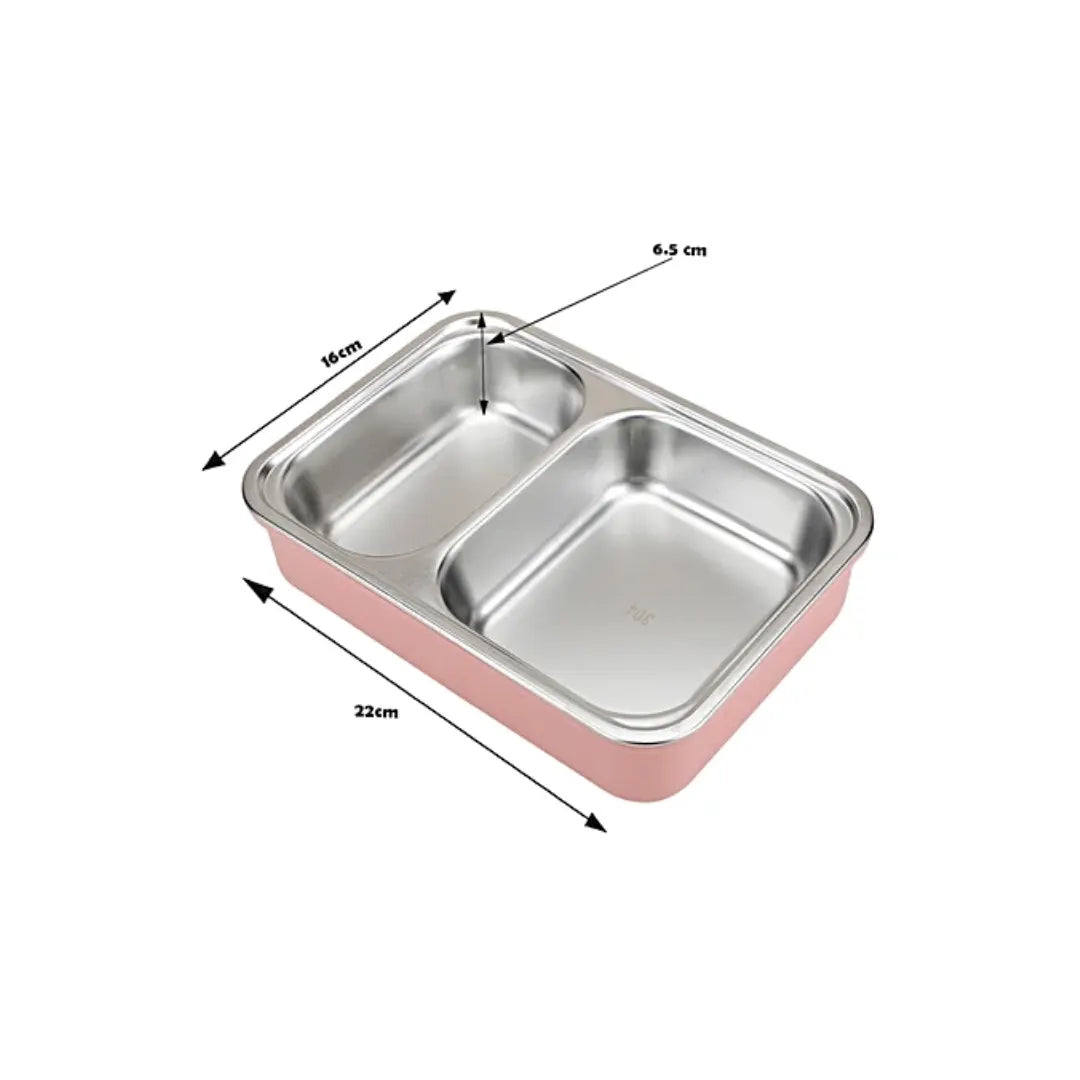 Stainless Steel Lunch Box - 2 Compartments, Leakproof Airtight, BPA-Free