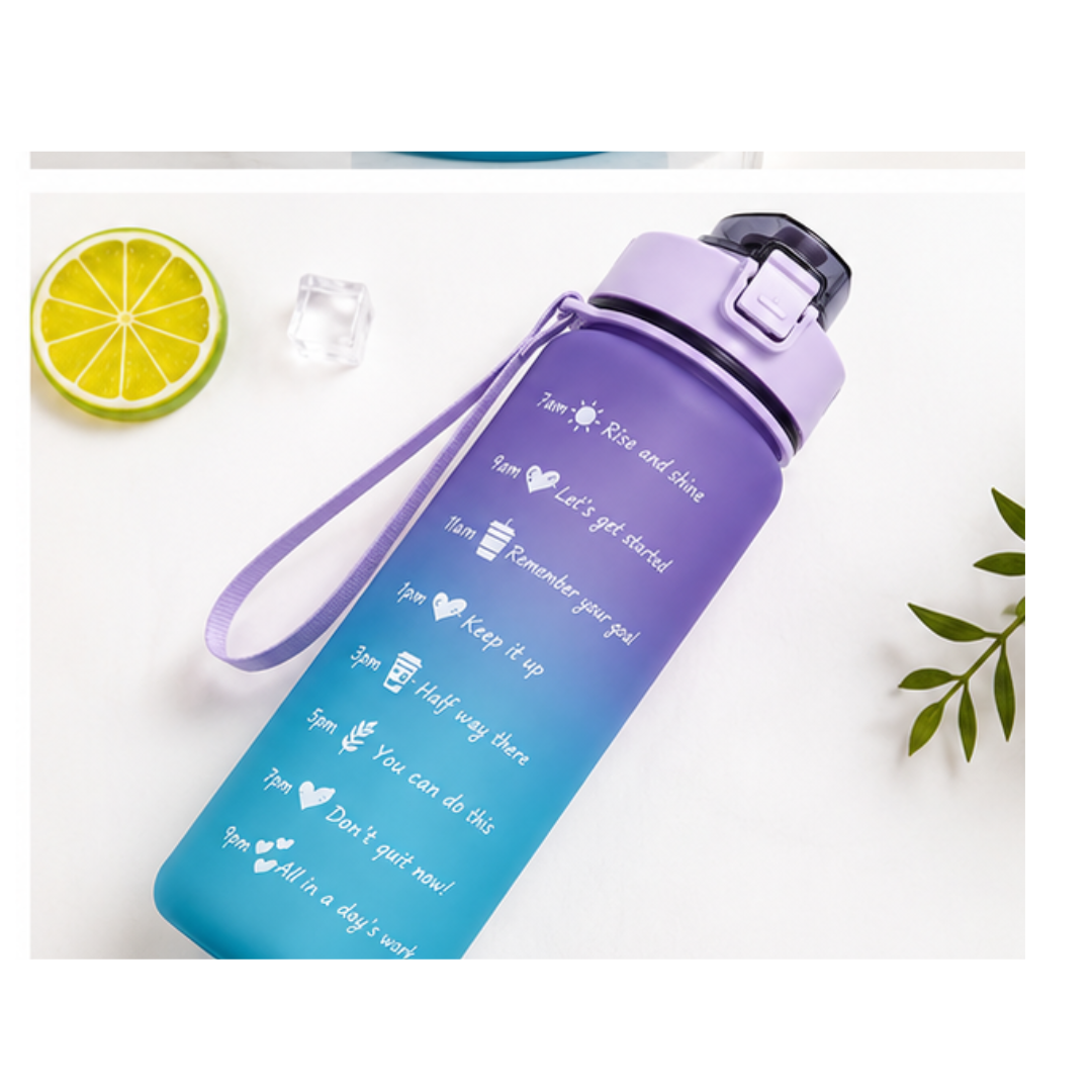 UB Collection Motivational Water Bottle with Time Marker | Leakproof BPA-Free Sports Water Bottle with Straw | 61-25-4 | (Colour&Design as per Availability)