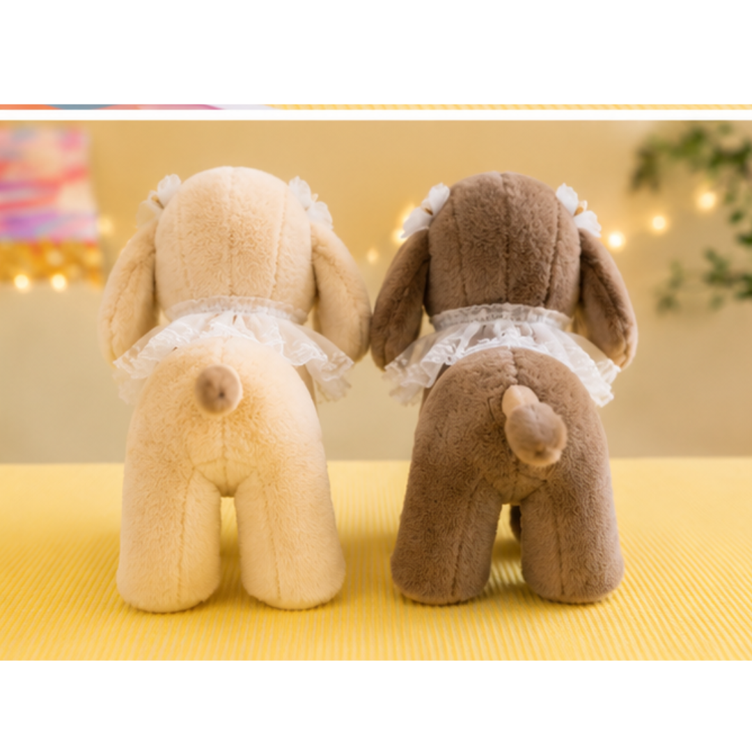 Rolex Elegant Puppy Plush Toy – Soft Stuffed Dog Doll with Lace Collar (Colour as per Availability) | Ages 3+