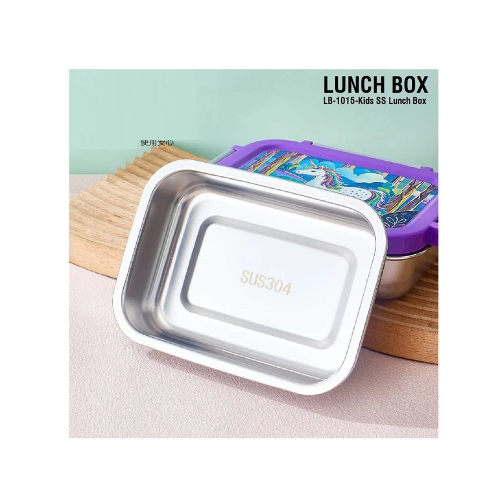 Kids Stainless Steel Cartoon Lunch Box with Spoon - Safe & Durable