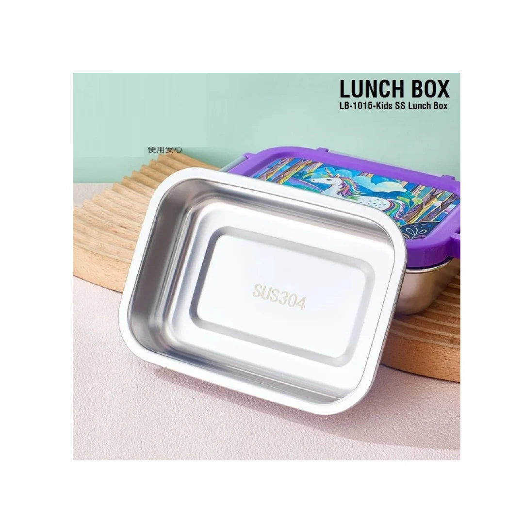 Kids Stainless Steel Cartoon Lunch Box with Spoon - Safe & Durable