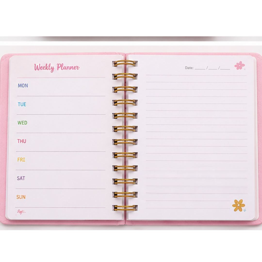 UB Collection 61-31-14 Mini Weekly Planner Diary | Spiral Notebook with Elastic Closure