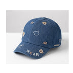Kids Denim Baseball Cap - Embroidered Bear Patch, Boys & Girls