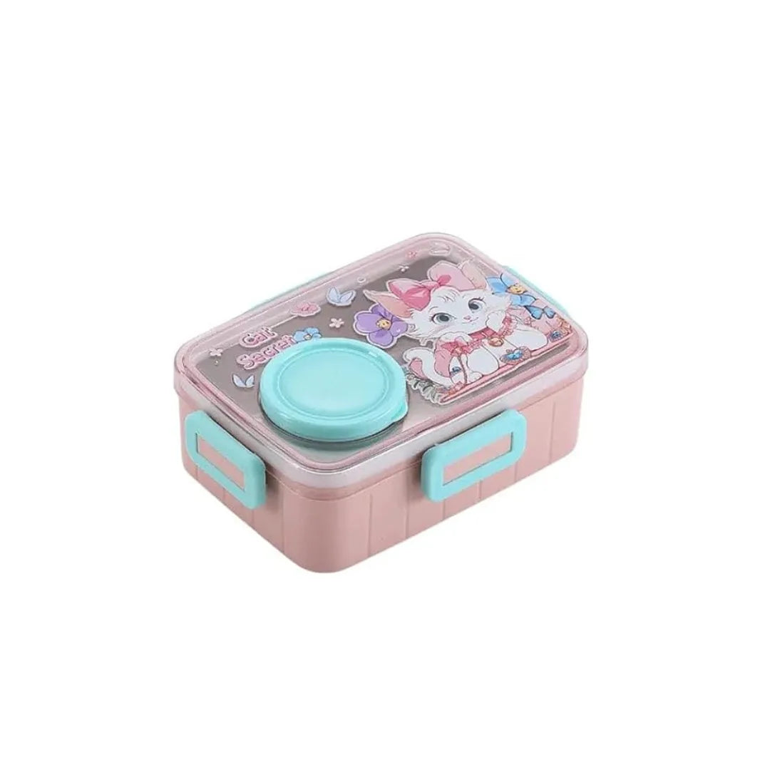 Kids Cartoon Stainless Steel Lunch Box with Sauce Cup - Compact & Leakproof