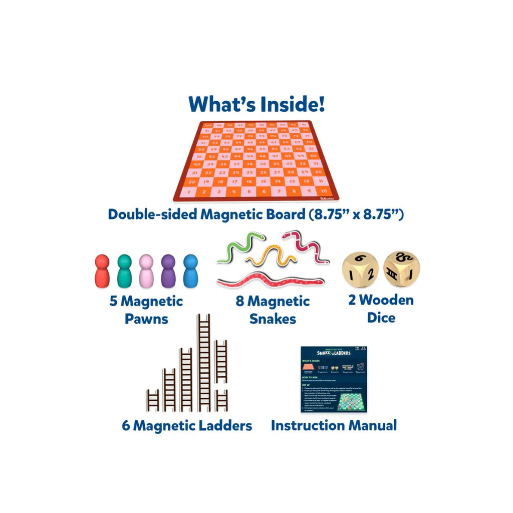 Skillmatics Magnetic Snakes & Ladders · 2–5 Players · Ages 4+ · Customisable Board