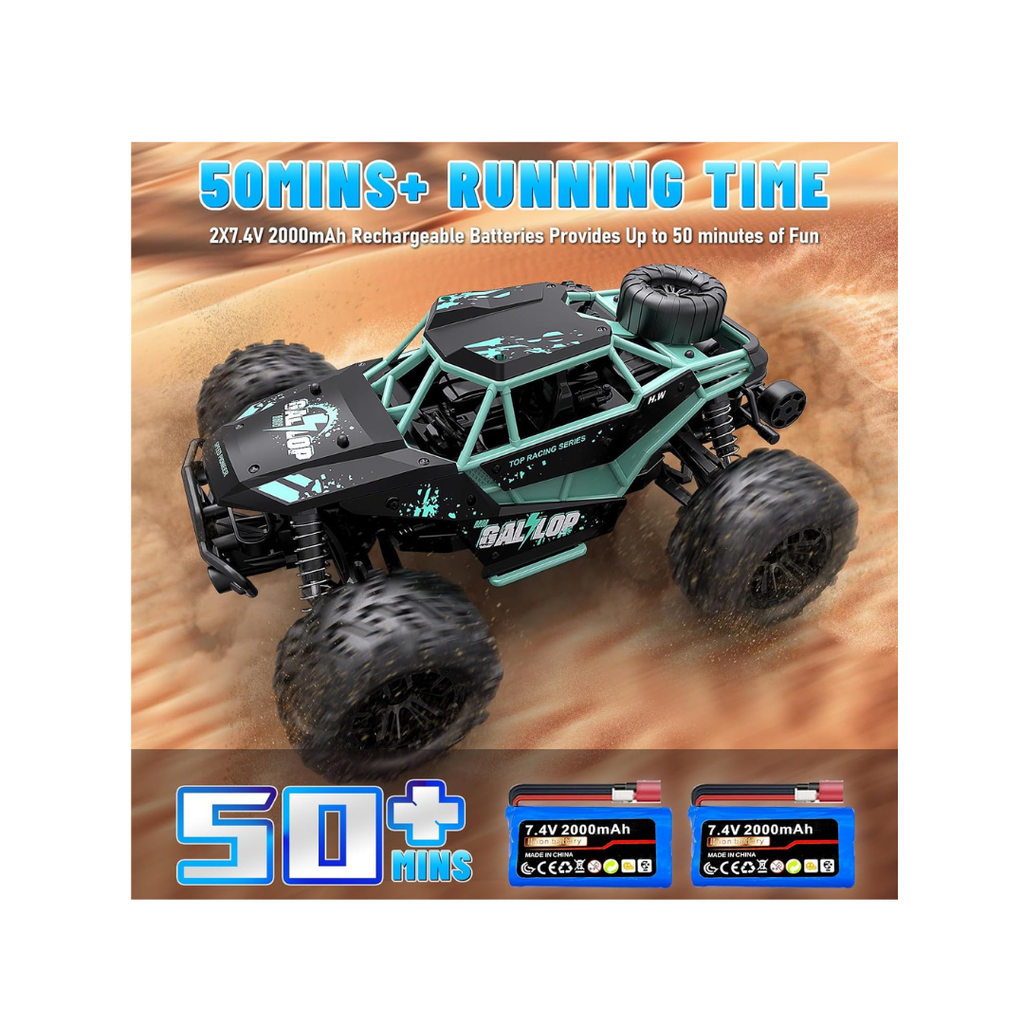 1:16 Scale 4WD RC Monster Truck – 40KM/H High-Speed Off-Road Car with 2 Rechargeable Batteries