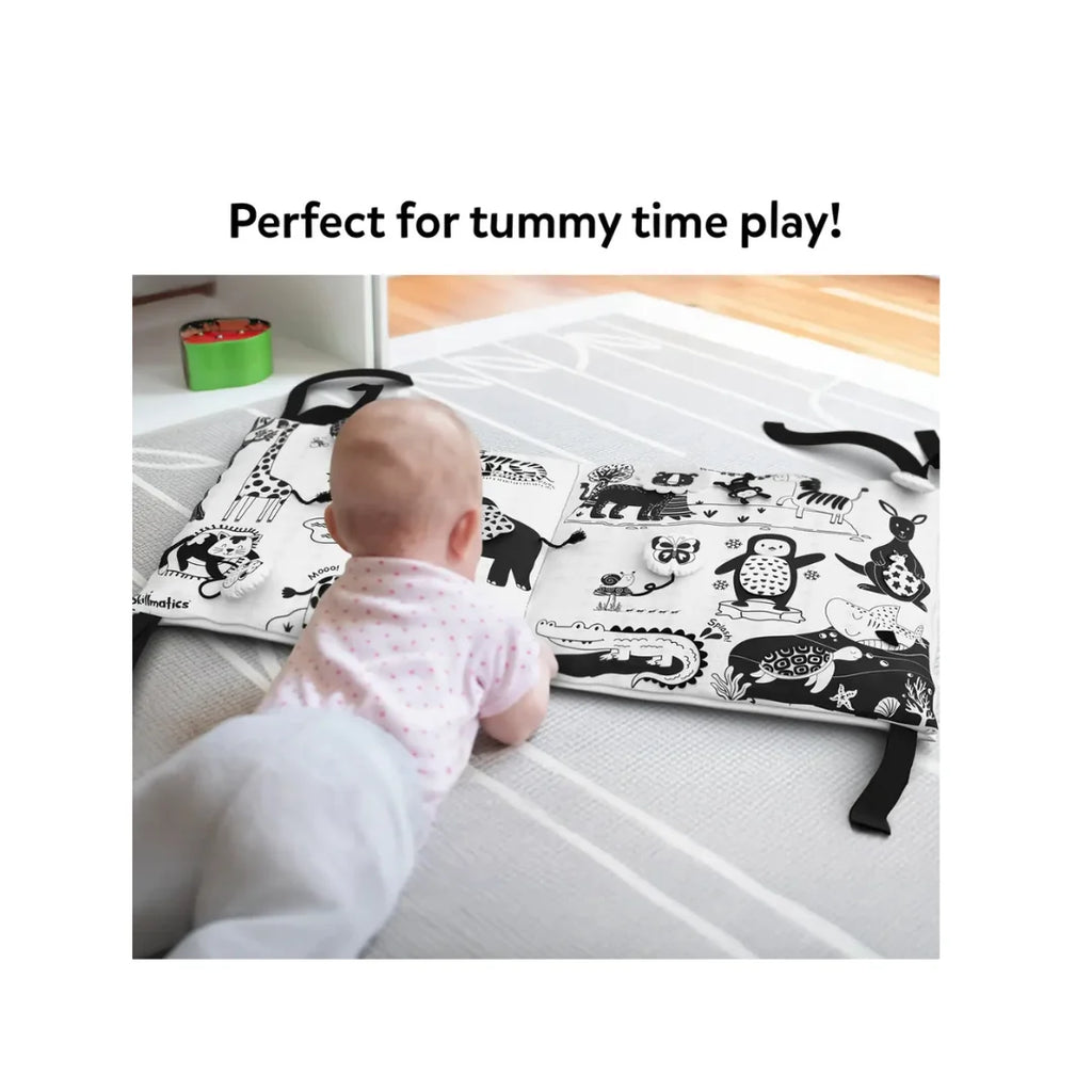 High Contrast Sensory Cloth Mat · Tummy Time · 20+ Animals · Ages 0–18 Months