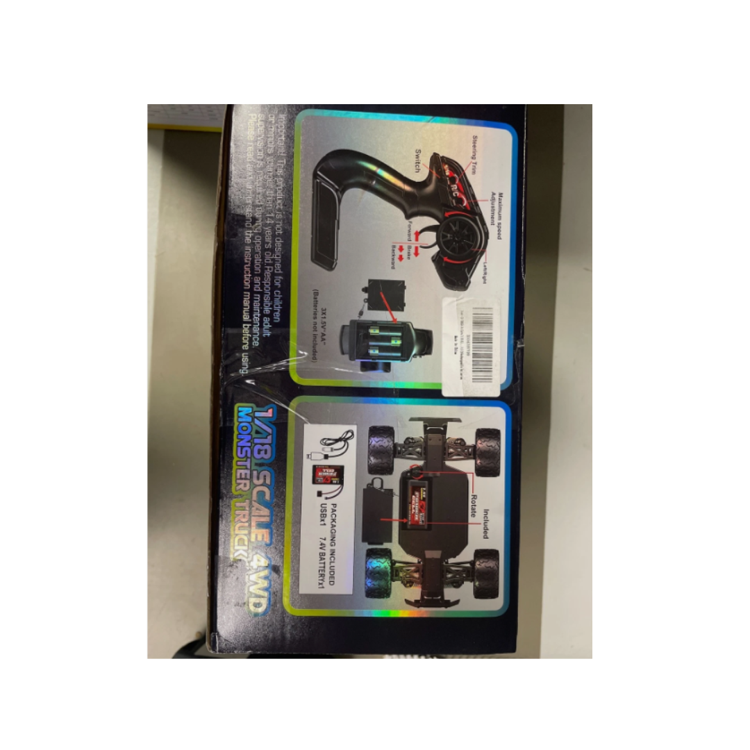 Monster Truck 1:18 Scale 4WD RC Off-Road Car – 2.4GHz Remote Control