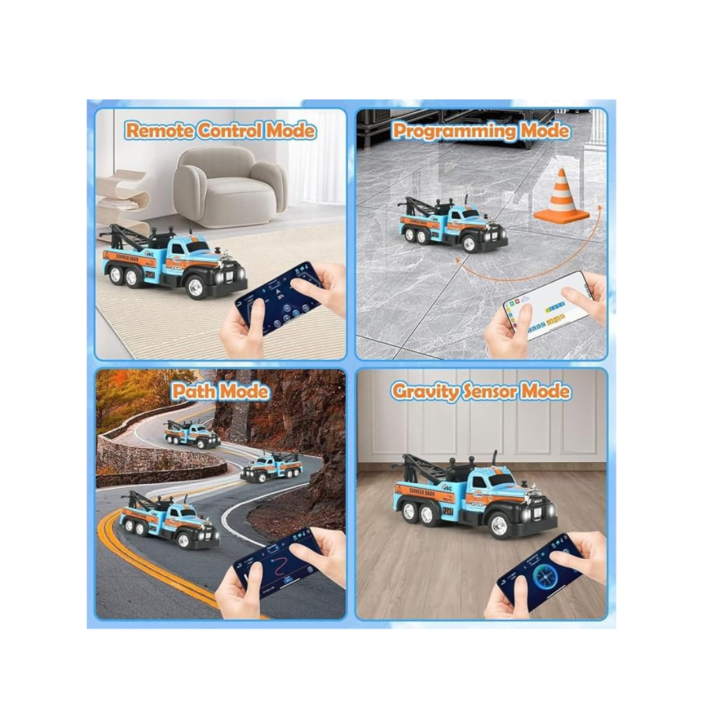 1:64 Scale Mini R/C Speed-Regulating Alloy Tow Truck & Classic Car Set