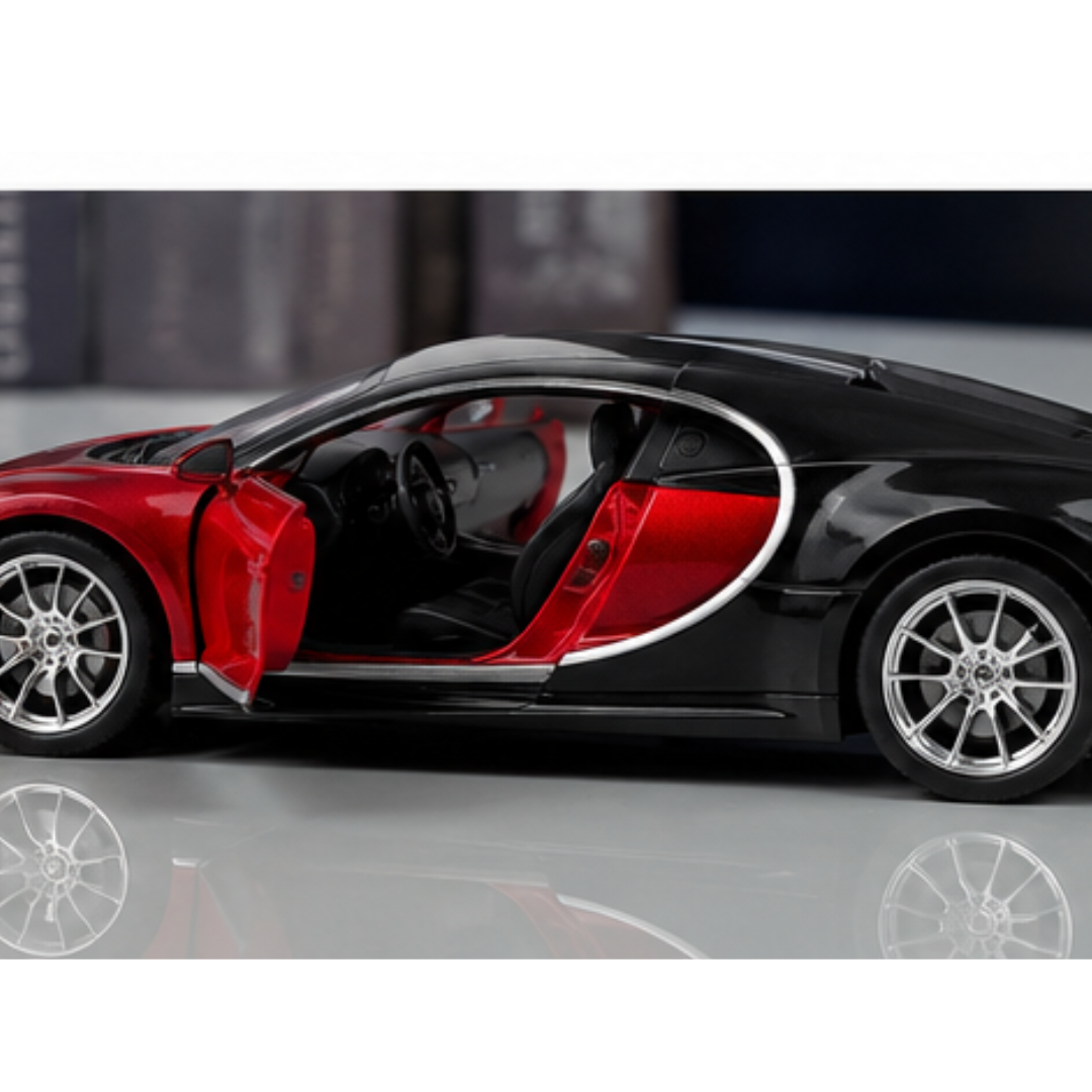 Toy Rush Bugatti Chiron Die-Cast Car 1:24 Scale Pull Back Model with Light & Sound (Color as per Availability) | Ages 6+