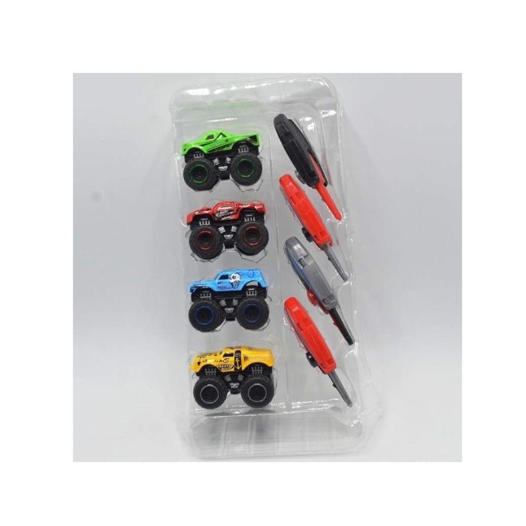 4 Pcs Speed Launcher Alloy Mini Monster Truck Toy Set