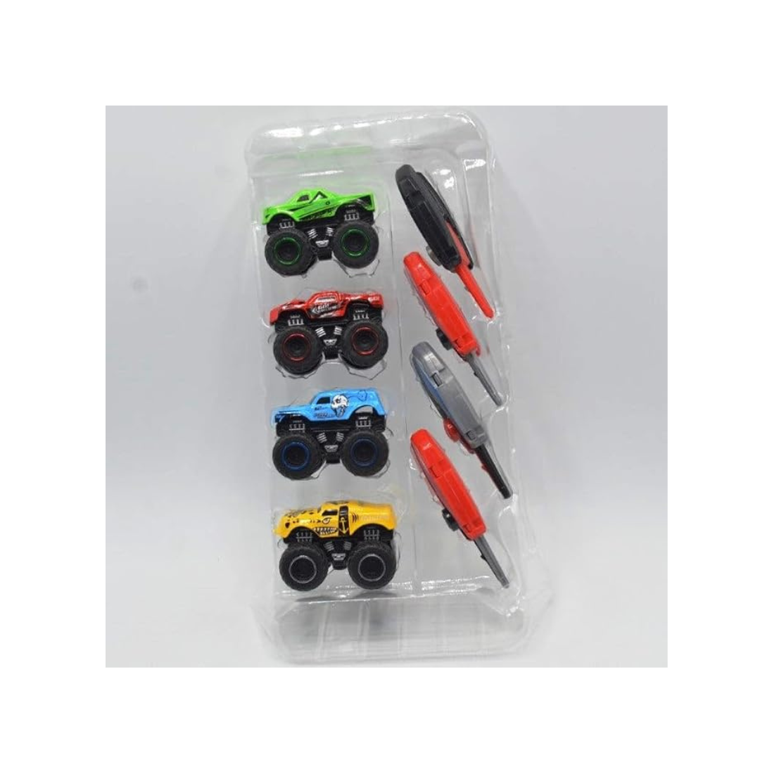 4 Pcs Speed Launcher Alloy Mini Monster Truck Toy Set