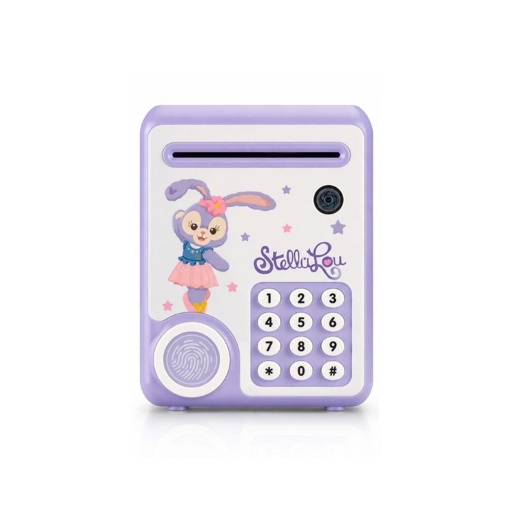 StelliLou Electronic Mini Bank for Kids – Password & Fingerprint Money Saving Bank with Automatic Note Rolling | Color as per Availability (3+ Years)