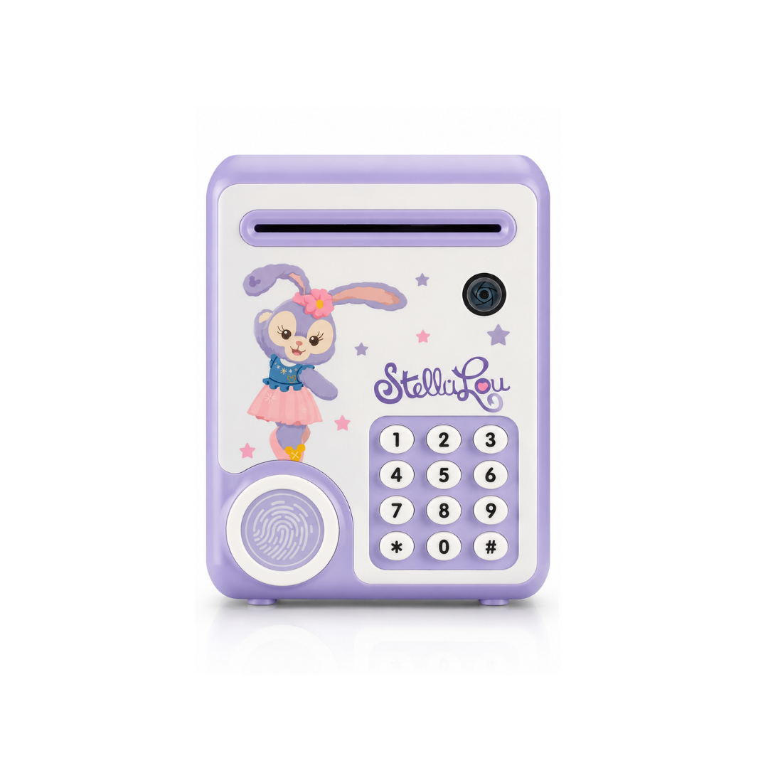 StelliLou Electronic Mini Bank for Kids – Password & Fingerprint Money Saving Bank with Automatic Note Rolling | Color as per Availability (3+ Years)