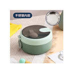 Round Stainless Steel Lunch Box - Insulated with Foldable Spoon & Fork