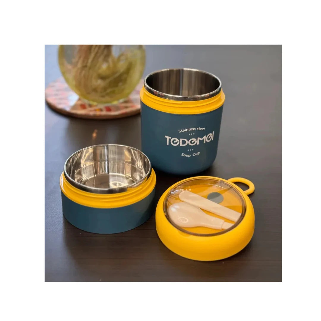 Stainless Steel Double Decker Food Jar - Insulated Leakproof Lunch Container