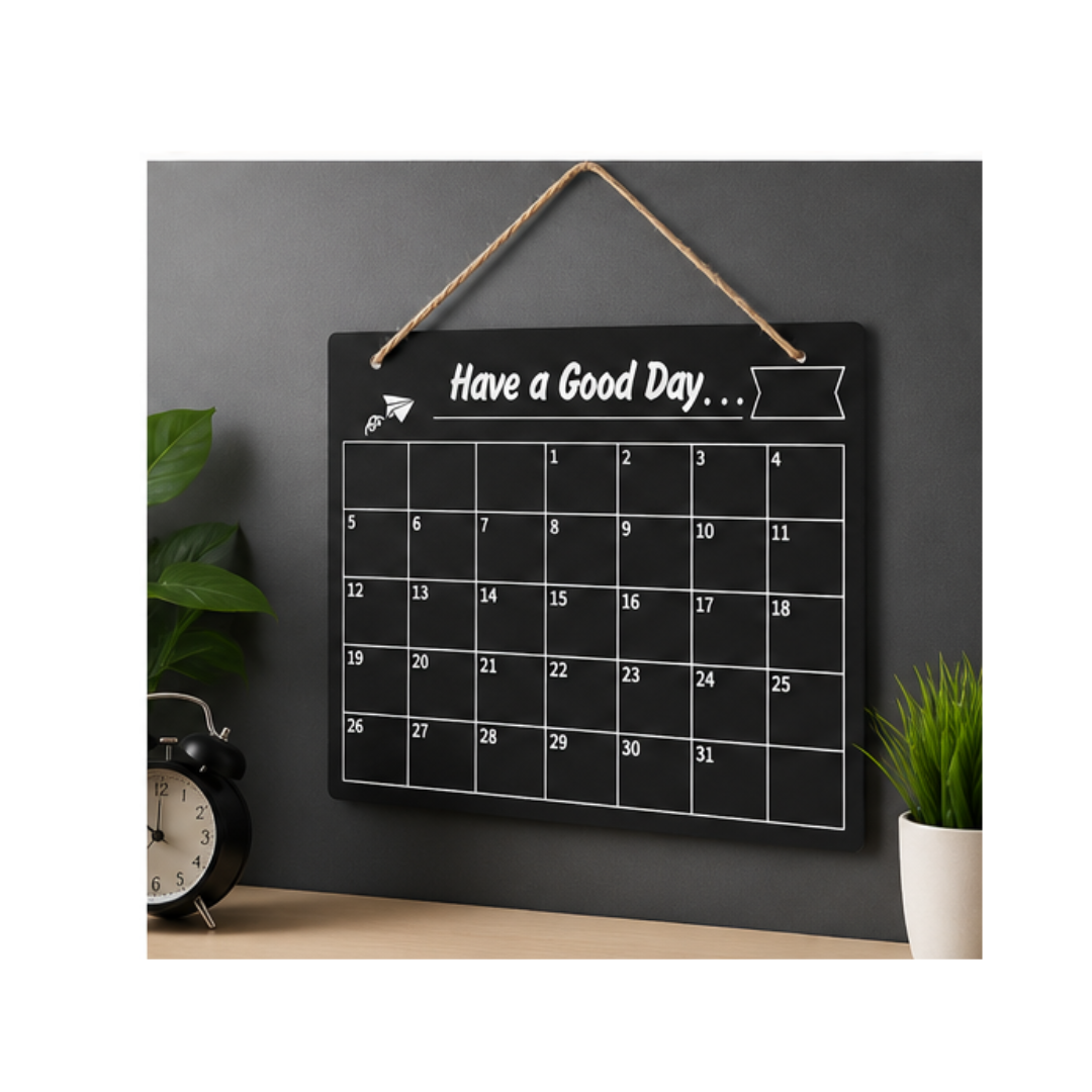 UB Collection "Have a Good Day" Monthly Planner Board | Reusable Hanging Chalkboard Calendar