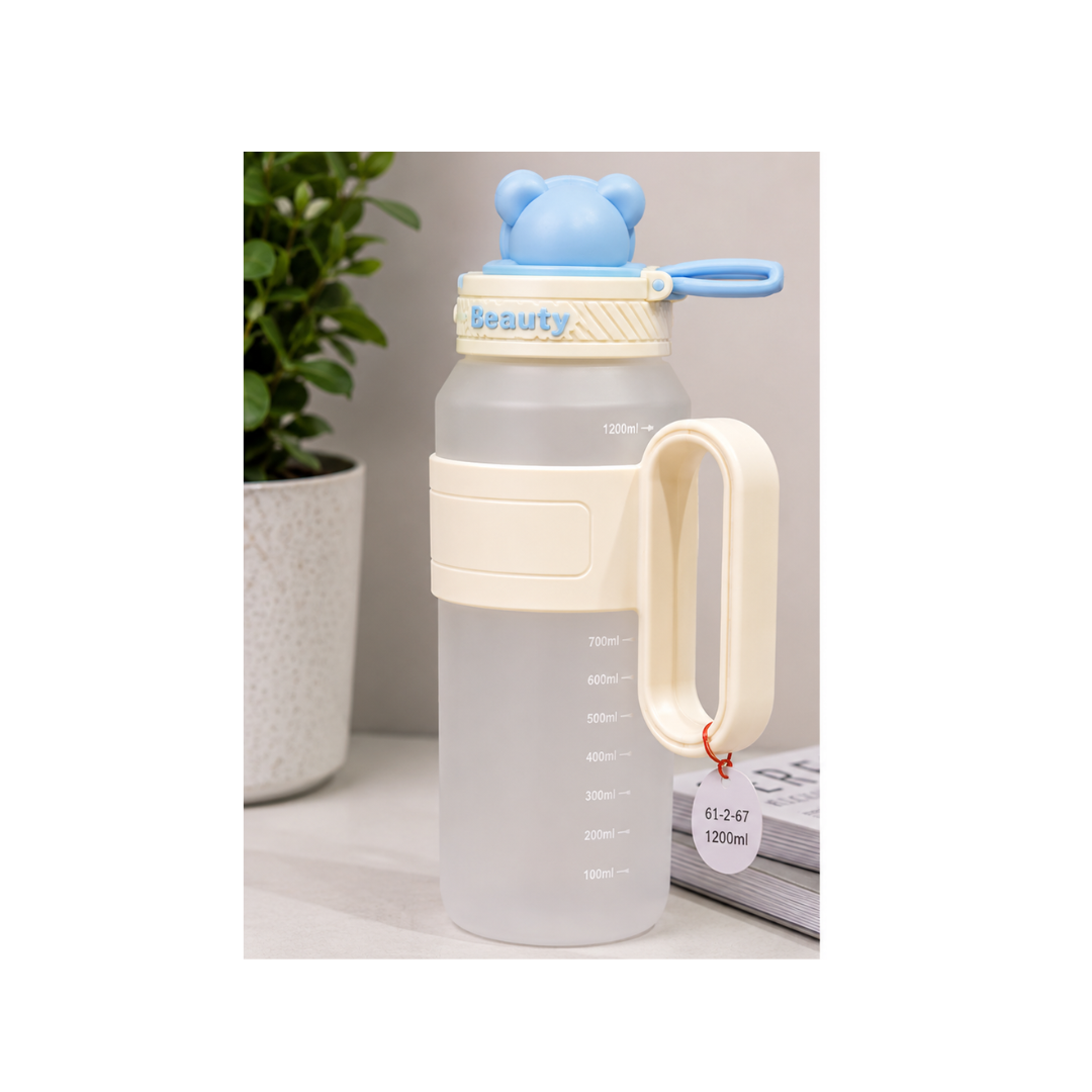UB Collection Cartoon Sports Water Bottle with Handle & Flip-Top Lid | Leakproof Kids Water Bottle | Model 61-2-67 (Colour & Design As Per Availability)