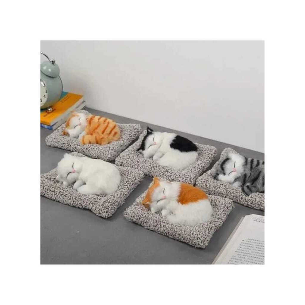 Sleeping Kitten Plush Cushion Toy with Music & Activated Carbon Pad