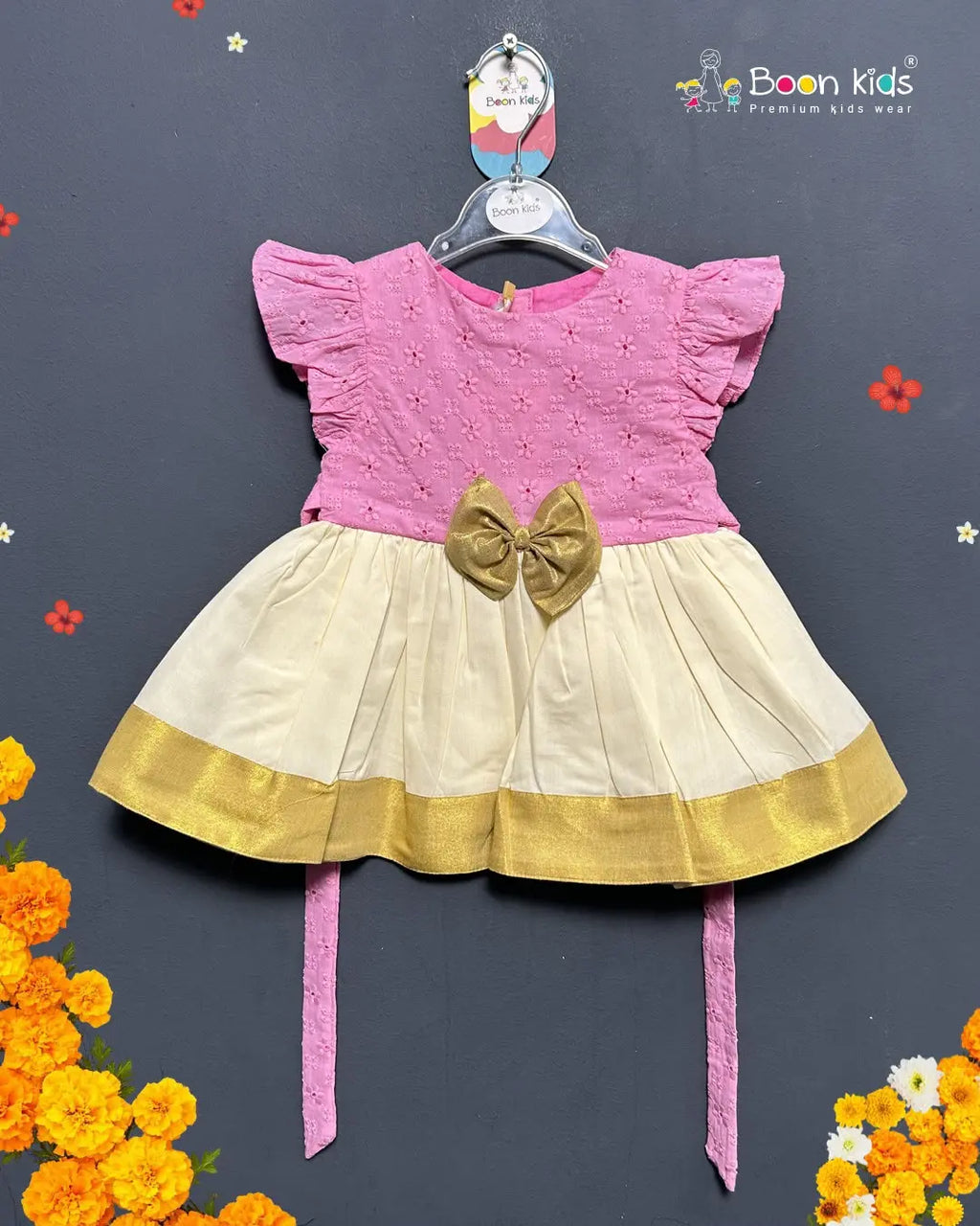 FROCK WITH BOW CENTER FOR GIRLS