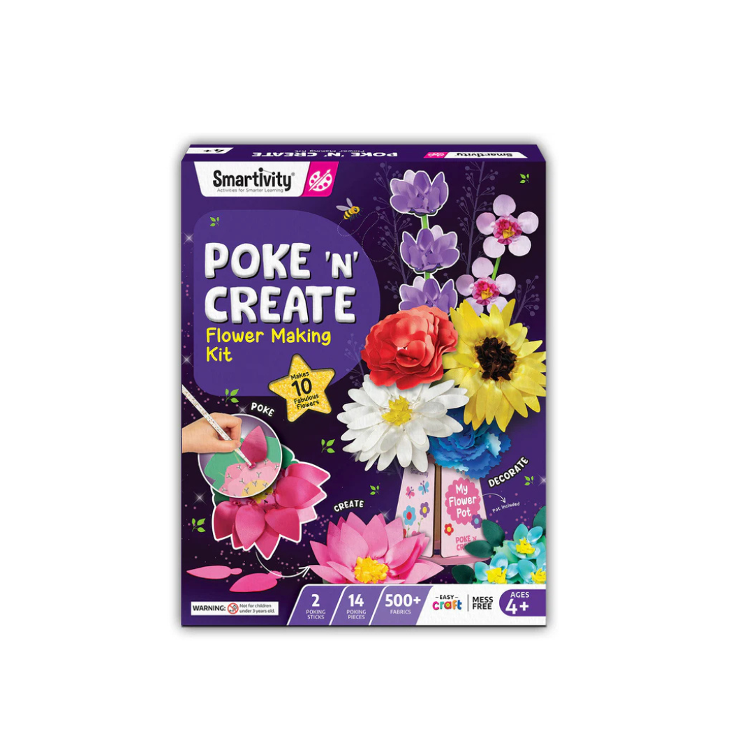Smartivity Poke Art Flower Making Kit for Kids, Art & Craft Kit,Create 8 Beautiful Flowers with Pot,DIY Fun Activity Kit (4-10 Years)
