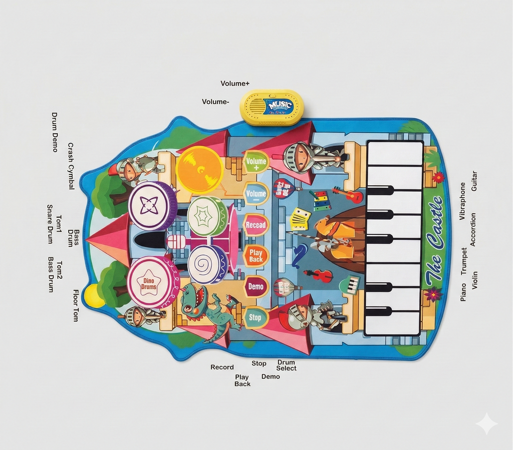 Cartoon Children's Animal Jazz Drum Set Educational Multifunctional Music Carpet Piano Music Mat