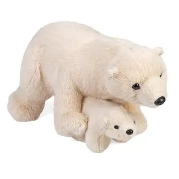Wild Republic Mom and Baby Polar Bear Plush Toy Set | Cute Stuffed Animals for Kids