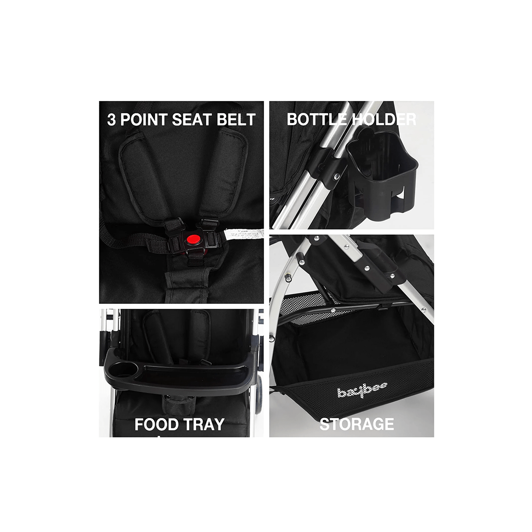 Baybee Other Gears Baybee Convertible Infant Baby Pram Stroller for Newborn Babies with 3-Position Adjustable Seat & Canopy, Reversible Bassinet & 5 Point Safety Belt