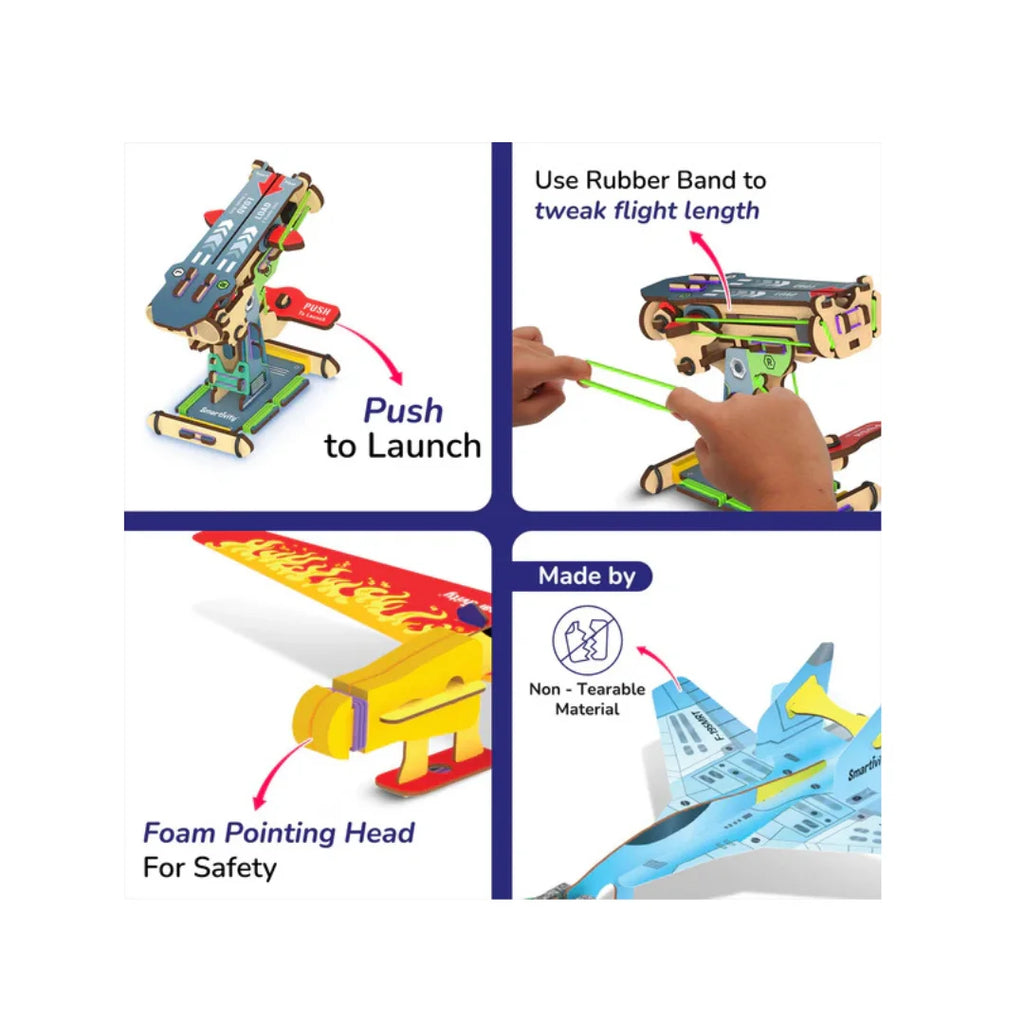 3in1 Airplanes Launcher Toy for Kids,Build & Launch 3 Planes, Fighter Jet, Glider, Stealth,DIY STEM Toy (6-12 Years)