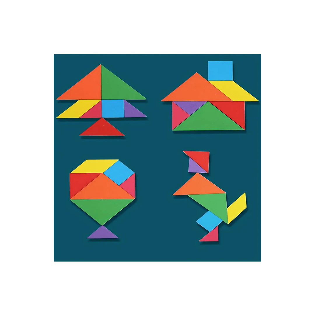 The Magic Lamps Toys Burani Toys Wooden 3 in 1 Children's Educational Colorful Square Tangram Game Chess Xo Tic-Tac-Toe Nine-Square Three-in-One Puzzle Building Blocks Early Education Toy