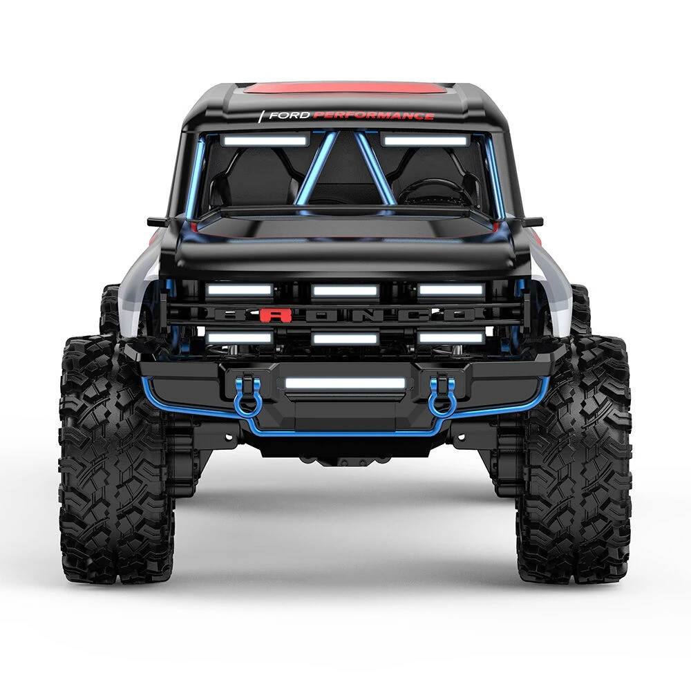 MJX Hyper Go H18P Ford Bronco R 1:18 RC truck, front view with off-road tires