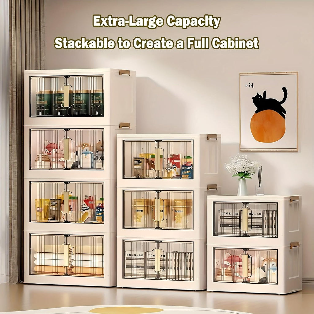 Ovya 5 Tier Cupboard for Storage DIY Foldable Cupboard with Door, Caster & Wheels | Kids Wardrobe for Clothes Collapsible Racks for Home Office Bedroom (L 49 X B 29 X H 134 Cm)