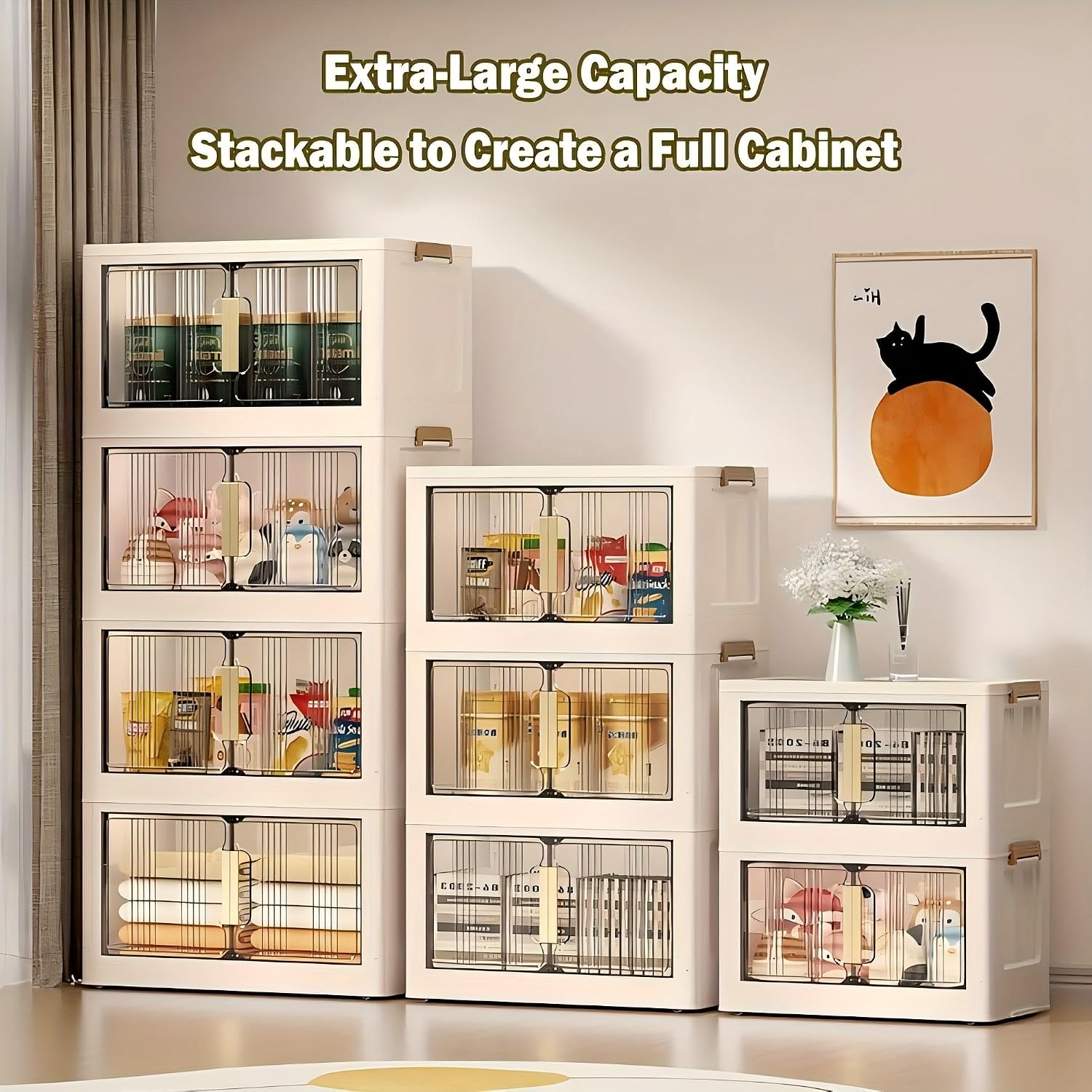 Ovya 5 Tier Cupboard for Storage DIY Foldable Cupboard with Door, Caster & Wheels | Kids Wardrobe for Clothes Collapsible Racks for Home Office Bedroom (L 49 X B 29 X H 134 Cm)