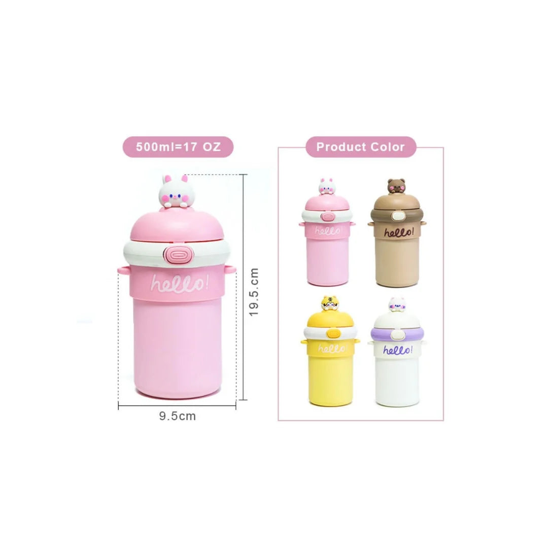 Hello Kitty Kids Sipper Bottle - Leakproof BPA-Free, Straw & Adjustable Strap