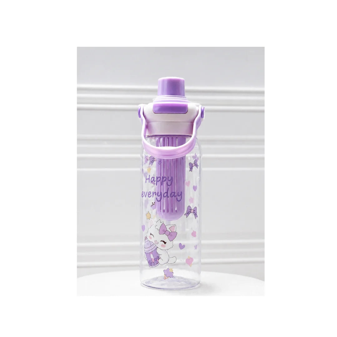 Kids Cat Water Bottle with Straw & Infuser - Cartoon Design, Leak-Proof