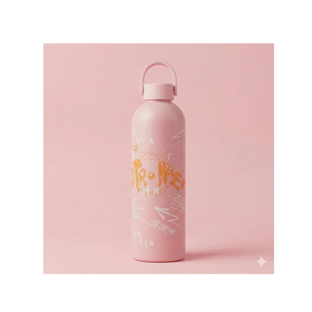 Stainless Steel Water Bottle with Handle Lid - Insulated, Matte Finish
